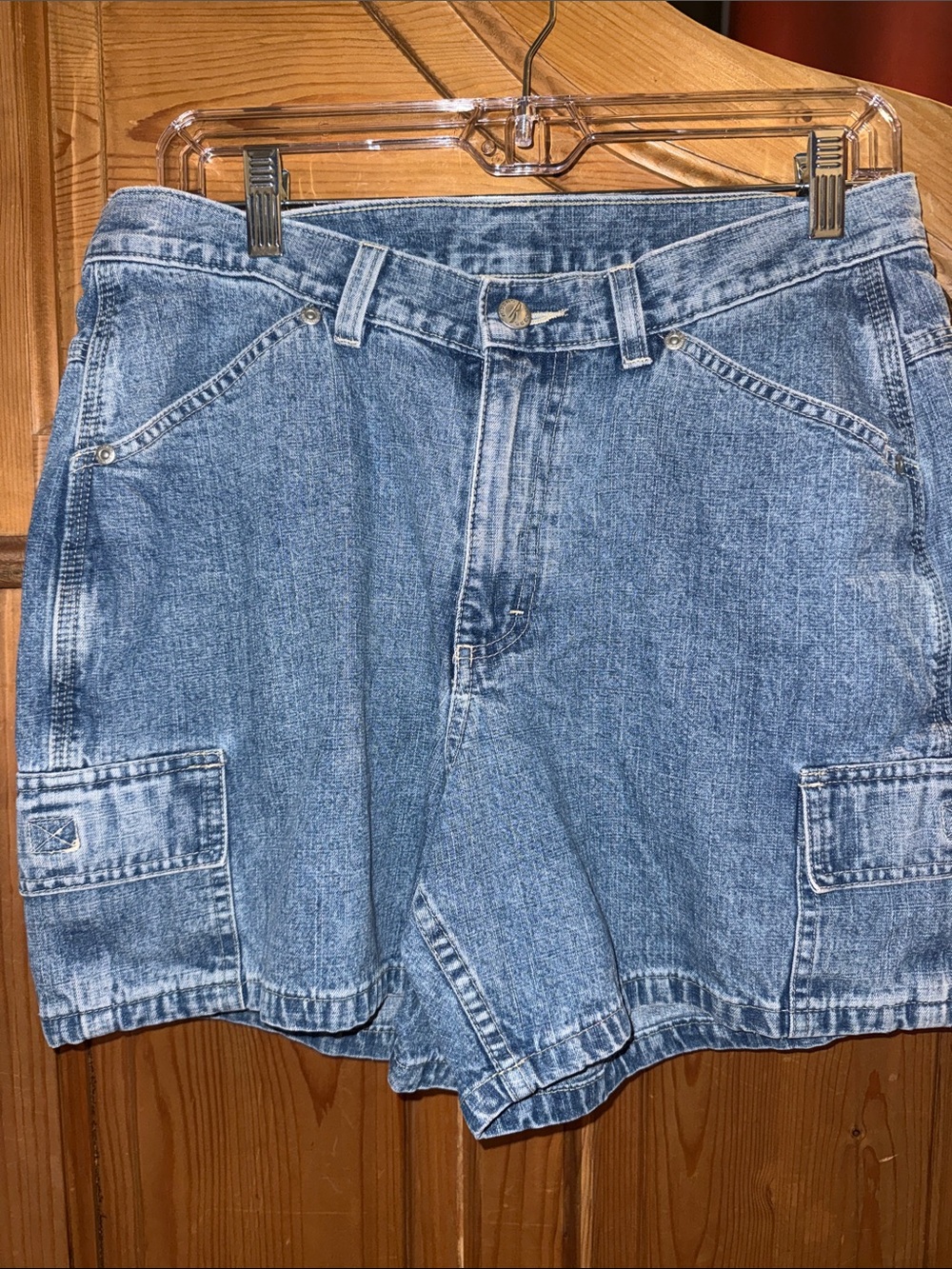 Blue Denim Cargo Shorts with Utility Pockets